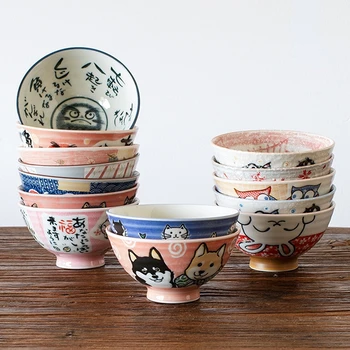 Novas e criativas em Underglaze Cor Vasilha de Cerâmica para Comer Japonês em Porcelana de Mesa Japonês Tigela de Arroz Cozinha Tigela Decoração