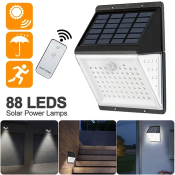 NOVO 88 LED de Energia Solar Parede de Luz 3Mode Sensor de Movimento Waterproof a Lâmpada Solar Exterior Ilumina o Jardim da Lâmpada de Rua Decoração