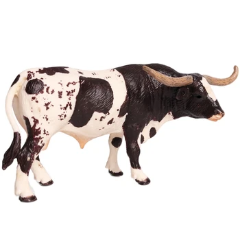 NOVO-Plástico Texas Longhorn Bull Gado, Animais de Figuras de Ação Estática do Modelo Bonito Coleção de Vaca Modelo de Brinquedos Para as Crianças