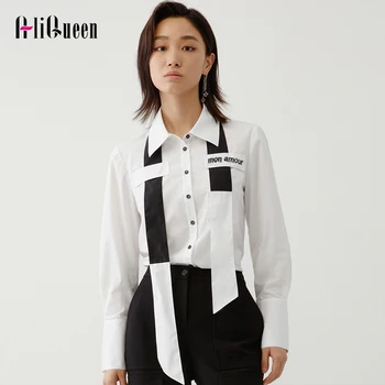O Coreano Blusa Branca De Mulheres Casual Botão Para Cima De Camisas De Manga Longa, Gravata Solta Camisa Outono Blusas Elegantes Senhoras Tops Mujer 