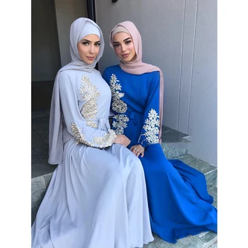 O Ramadã Kaftan Dubai Abaya Turquia Mulheres Muçulmanas Hijab Vestido Islã Caftan Marocain Vestidos De Vestidos Eid Mubarak Manto Femme Abayas