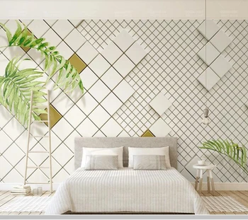 Papel de parede moderna e Fresca 3d estéreo branco mosaico, papel de parede, sala de tv, sofá parede do quarto papéis de parede decoração mural