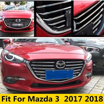 Para Mazda 3 2017 2018 ABS Cromado Dianteiro Central Grelha Grill Prato de Tira Decoração Tampa do Kit Guarnição 12 Pcs / Conjunto de Acessórios do Exterior