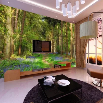 Personalizado Paisagem natural, o Papel de Parede 3D Selva Foto Papéis de parede para Sala de estar, Quarto de Fundo Suave Mural de Wallpapers