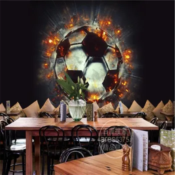 Personalizados em 3D Chama de Futebol Foto de Cartaz, Pintura de Parede Restaurante KTV, Bar, Clube, Sala de estar de plano de Fundo da Decoração Mural, papel de Parede 3D