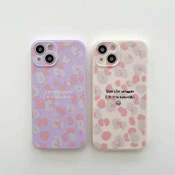 Pink Leopard Impressão de Telefone de Caso Para o iPhone 14 13 12 11 Pro MAX XR X SE XS 7 8 6s Mais Completo Lente Quadrado de Líquido Suave Capa de Silicone