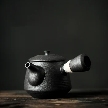 preto louças de cerâmica kyusu bule de chá de porcelana, chá de panela copos