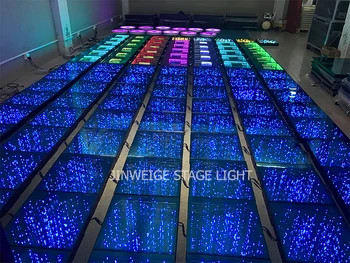 Programável Brilho Infinito Espelho 3D LED pista de Dança de Vidro Temperado de Dança de Led Painel Para o Casamento Disco Party Bar