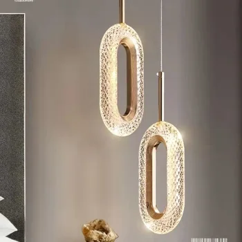 Quarto Lustre De Cristal Único Cabeça-De-Cabeceira Escadaria Sala De Jantar, Bar Lâmpada Led Decoração De Quarto De Suspensão Lâmpada De Fio De Vidro Da Lâmpada
