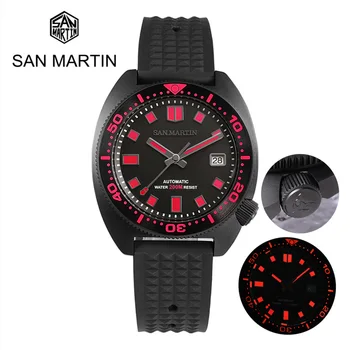 San Martin Retro Atum 6105 Mergulhador Homens Relógios Cerâmicos Moldura 20Bar Safira Luminosa Aço Inoxidável Relógio Mecânico Automático