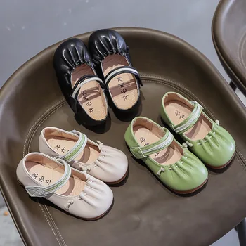 Sapatos de crianças Meninas Princesa Sapatos Macio, com sola de Sapatos de Couro de Feijão Sapatos Plana Sapatos de Bebê Sapatos para Meninas da Criança Sapatos