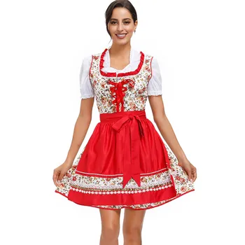 Senhoras Clássico Oktoberfest Vestido Dirndl Traje Mulheres De Cerveja Da Baviera Empregada Rapariga Traje Cosplay De Halloween Vestido De Festa