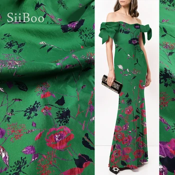 siiboo estilo Americano posicional floral 3D em tecido jacquard para as mulheres, vestido de Tissu de jacquard de positionnement sp6207