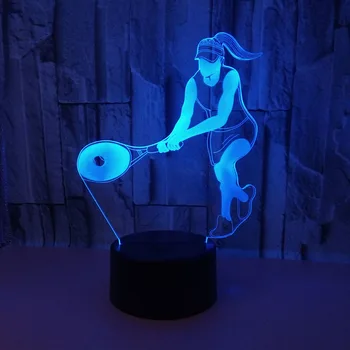 Tênis feminino Modelo 3D da Noite do DIODO emissor de Luz de Acrílico Gravura 7 Mudança de Cor 3D de Mesa Candeeiro de Mesa Para as Crianças de Presente