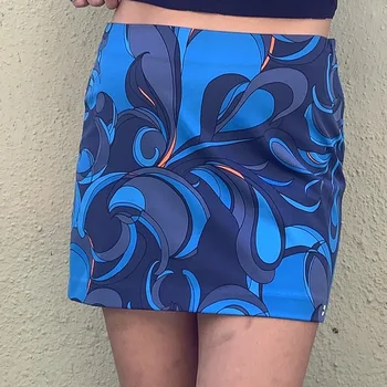 Verão novo sexy cintura alta impresso saco de hip saia mulheres