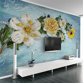 wellyu papéis de parede para sala de estar Moderno e minimalista 3D de jóias flores do estilo Europeu de parede pintura decorativa
