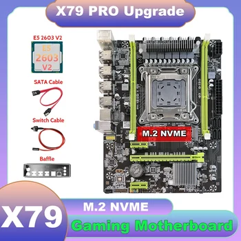 X79 Upgrade de placa-Mãe X79 Pro+E5 2603 V2 CPU+Cabo SATA+Mudar+Cabo de Defletor M. 2 NVME LGA2011 Para LOL CF PUBG
