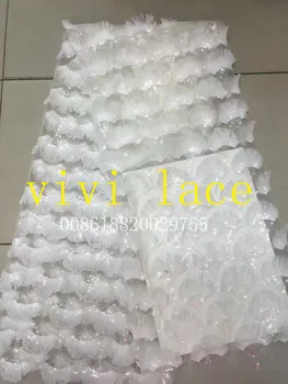 zf003 marfim offwhite 3D leite de fibra de lantejoulas franja de borla tule de malha lindo laço para mostrar/casamento/vestido de noite/festa.