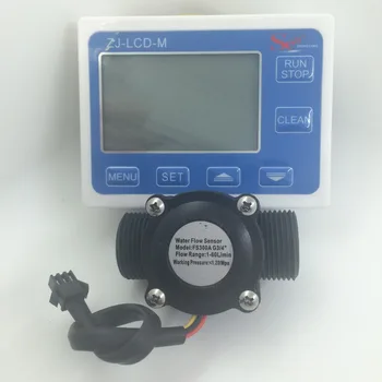 Água Medidor de Vazão, Sensor Controlador de Display LCD + Sensor de Fluxo Medidor de Contador de Calibre de FS300A G3/4