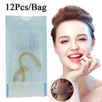 12pcs/saco de Ouro Proteína Linha Absorvível Anti-rugas da Cara de Enchimento de Colágeno Thread Soro Anti-Envelhecimento da Mulher Face Lift Cuidados com a Pele Ferramentas