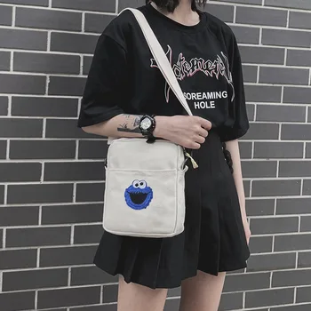 2019 Designer Mini Mulheres Shouder Saco bonito impressão de Lona Pequeno Saco Crossbody Bordado Menina Messenger Bag casual Saco do Telefone