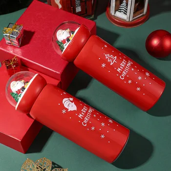 380ML de Aço Inoxidável Garrafas de Água de Viagem, Canecas, Xícaras de Café Criativas de Presentes de Natal Árvore de Elk Papai Noel dos desenhos animados de Vácuo garrafa Térmica