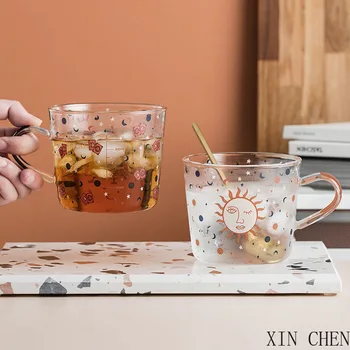 500ml estilo coreano de alta vidro de borosilicato de leite copo com graduada copa do office xícara de café, casa criativa-almoço copa