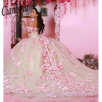 Bola-De-Rosa Vestido Quinceanera Princesa Applique Querida Elegante Vestido De Festa Vestido De Debutantes Para 15 Anos