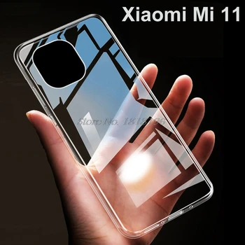Caso de TPU Para Xiaomi Mi 11 5G Caso de Silicone Transparente Tampa Traseira do Telefone Protetor Para Xiaomi 11 Funda Traseiro pára-choques de Borracha Macia