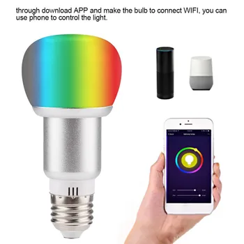 E27 sem Fio Smart wi-Fi da Lâmpada de Luz de 10W RGB Dimmable Colorido Voz Lâmpada de Controlo de AC85-265V