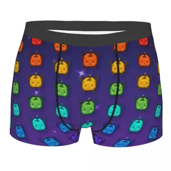 Engraçado Boxer Shorts, Cuecas Homens Stardew Vale do arco-íris Junimos Cueca Jogo de Vídeo Suave Cuecas para o sexo Masculino S-XXL