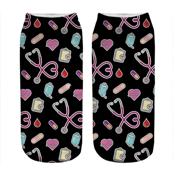Engraçado meias femininas de Enfermagem de Vida escuro médica Meias Mulheres harajuku Feliz Novidade menina dom Respirável todos-correspondência de Meias para mulheres