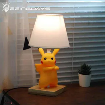 Frete grátis Pikachu PVC Lâmpada de Tabela para o Quarto Sala-de-Cabeceira Lâmpada Led Lâmpada da Noite para Crianças, Decoração de quartos 90-260V E27