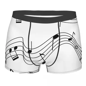 Homens Calcinhas Cuecas Boxers, Cuecas Notas da Música Ilustração Sexy Masculino Shorts