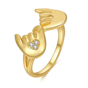 Ligar o Dedo o Anel de Casamento de Banda Estreita Anel Para Mulheres Fashion Girl Cor de Ouro Jóias na Moda Coração de Amor Anéis de Instrução Anillos