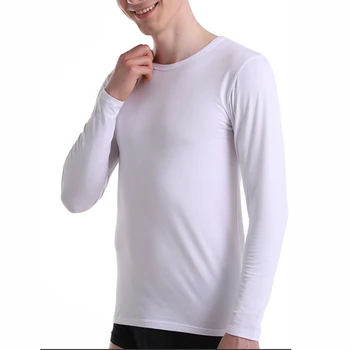 Mens T-shirt de Lazer Pijamas Térmica Tops Inverno Quente 1 Pacote de Outono da Base de dados Básicos Camisa de Assentamento Respirável Moda