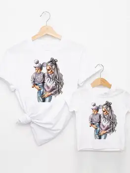 Mulheres de Impressão Lindo Amor de Garoto, Filho de Criança Roupas de Verão da Família Combinando Roupas Mamãe Mamãe Mãe Camiseta T T-shirt de Roupas