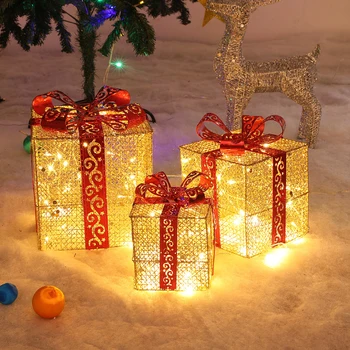 Natal Brilhante Decoração Da Caixa De Presente Enfeite Com Arco Iluminação De Natal De Caixa De Luz Ao Ar Livre Iluminação De Natal Caixa Decoração
