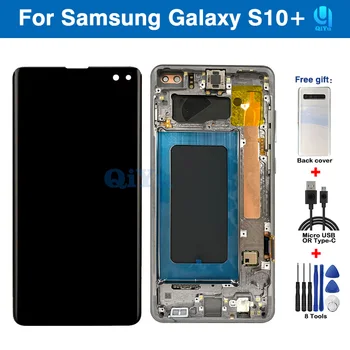 Original Display Amoled com carcaça Para SAMSUNG Galaxy S10 Plus G975F G975U G975N G975FD Tela de Toque LCD de peças de Reparo