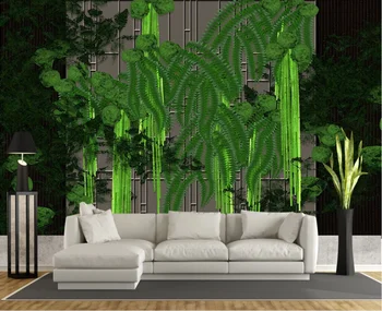 Personalizado mural de parede 3D5D8D novo Chinês criativo retro verde planta trepadeira de ferramentas na parede do fundo