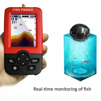 Portátil LCD Inteligente de Profundidade Fish Finder com 100M Fio Sensor Sonar Pesca do Lure do sonar Fishfinder para o Lago de Pesca de Mar