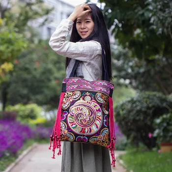 Quente Casual sacolas!Moda nacional agradável sacos de ombro, bordado bordados feitos à mão étnica clothshoulder saco de bolsas