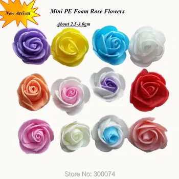 Venda 50pcs de 2,5 cm de Espuma PE de Rosa Artifcial Mini Flores Cabeças Para a Festa de Casamento Decoração da Guirlanda Floral Artesanato