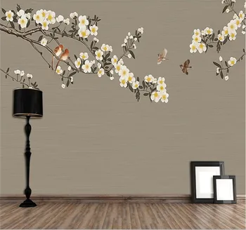 XUE SU personalizado Grande mural de parede estilo Chinês novo pintados à mão magnolia de aves de fundo de cobertura de parede